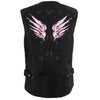 Milwaukee Leather SH1955 Ladies Black and Pink Textile Vest with Wing Embroidery