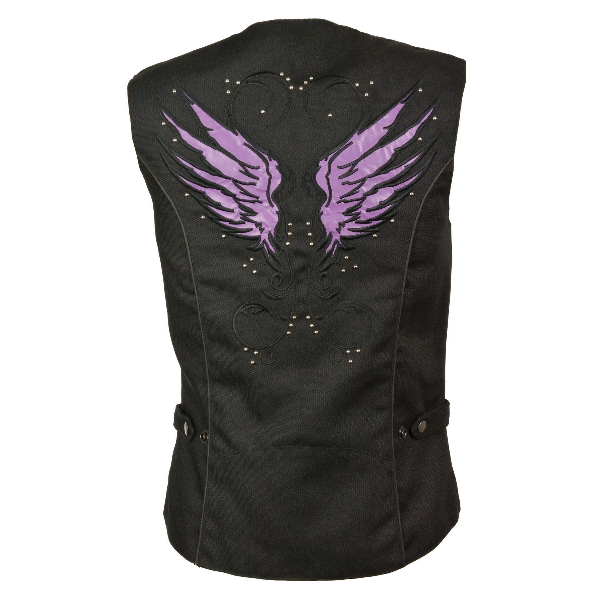 Milwaukee Performance SH1955 Ladies Black and Purple Textile Vest with Wing Embroidery - Milwaukee Performance Womens Textile Vests