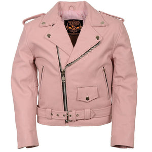 Milwaukee Leather SH2010 Girls Pink Classic Style Leather Motorcycle Jacket - Milwaukee Leather Kids Leather Jackets