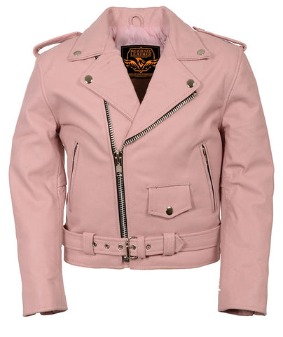 Milwaukee Leather SH2010 Girls Toddler Classic Style Pink Leather Motorcycle Jacket