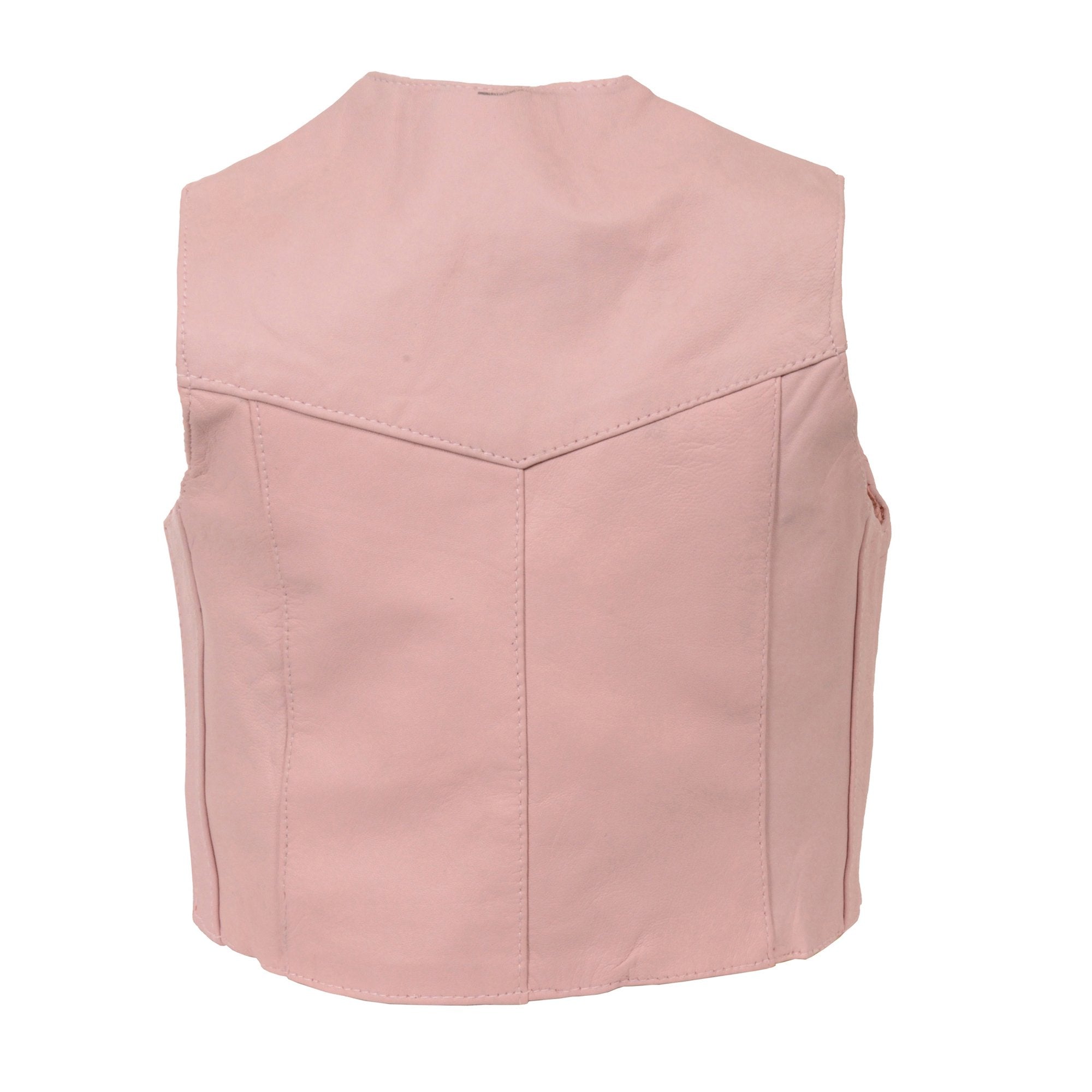Milwaukee Leather SH2011PINK Girls Pink Three Snap Leather Vest - Milwaukee Leather Girls Leather Vets