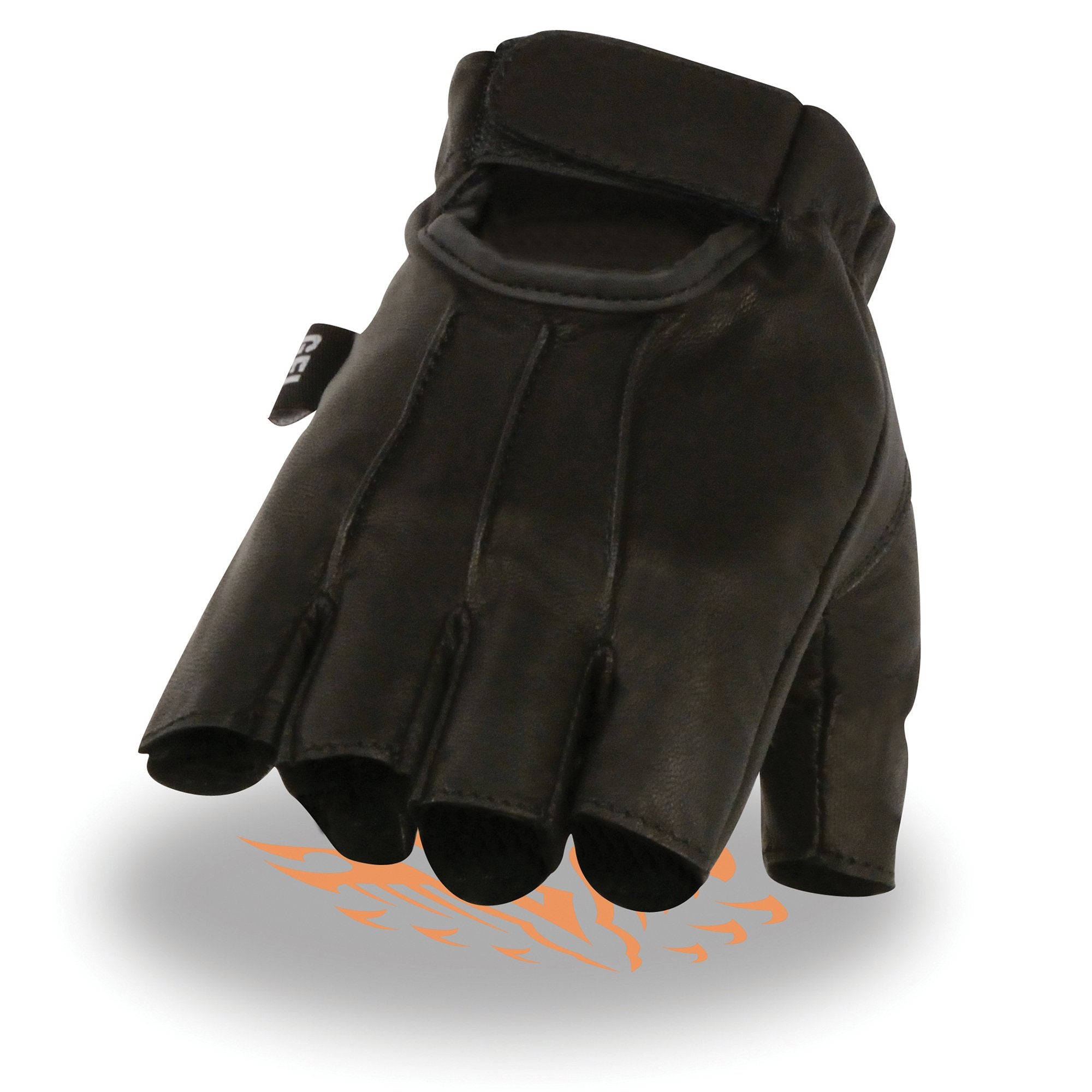 Milwaukee Leather SH206 Men's Black Welted Leather Fingerless Gloves with Gel Palm - Milwaukee Leather Mens Leather Gloves