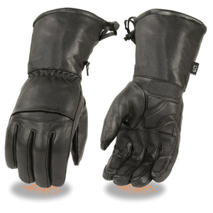 Milwaukee Leather SH292 Men's 'Flex Knuckles' Black Waterproof Leather Gauntlet Gloves
