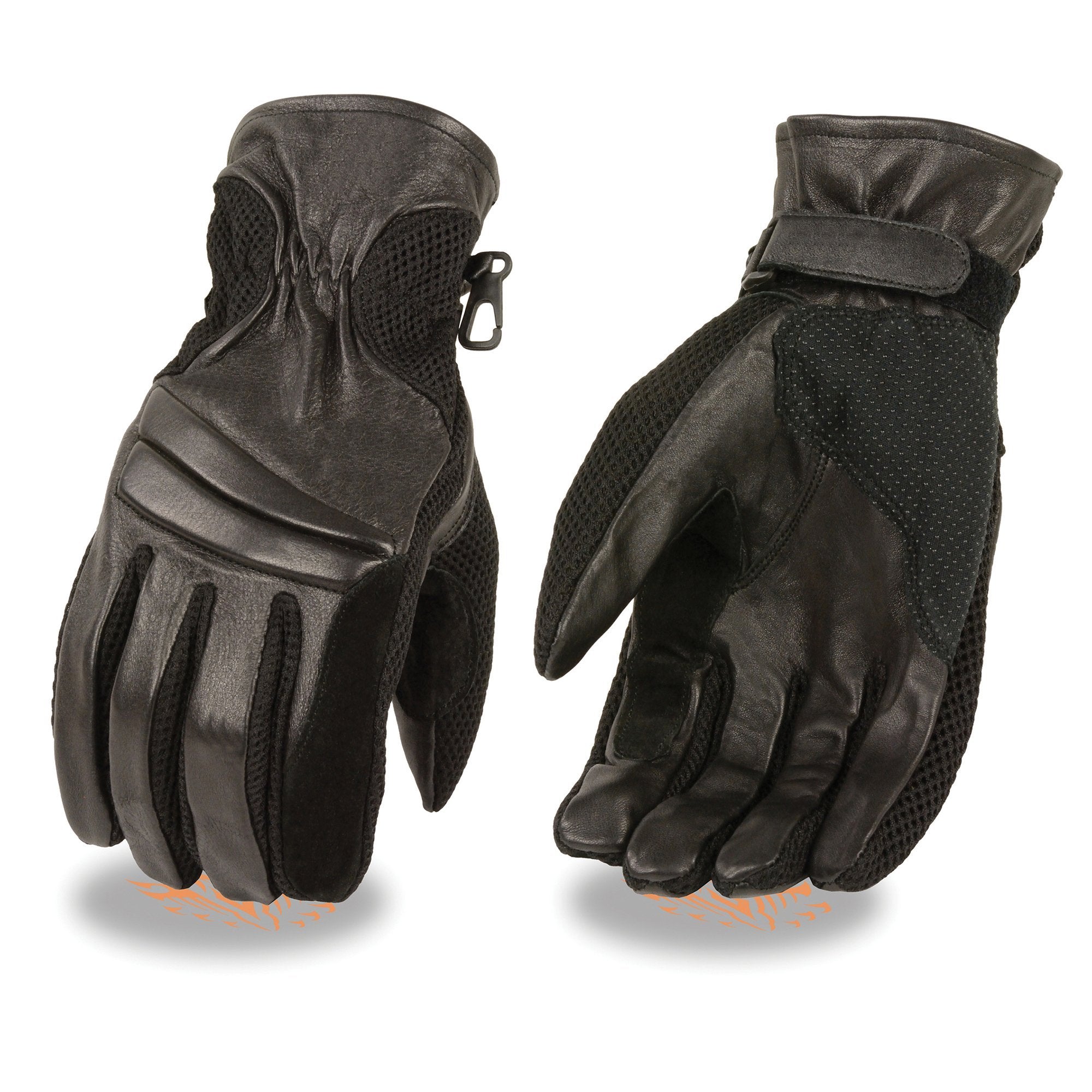 Milwaukee Leather SH296 Men's Black Summer Leather and Mesh Racing Gloves - Milwaukee Leather Mens Leather Gloves