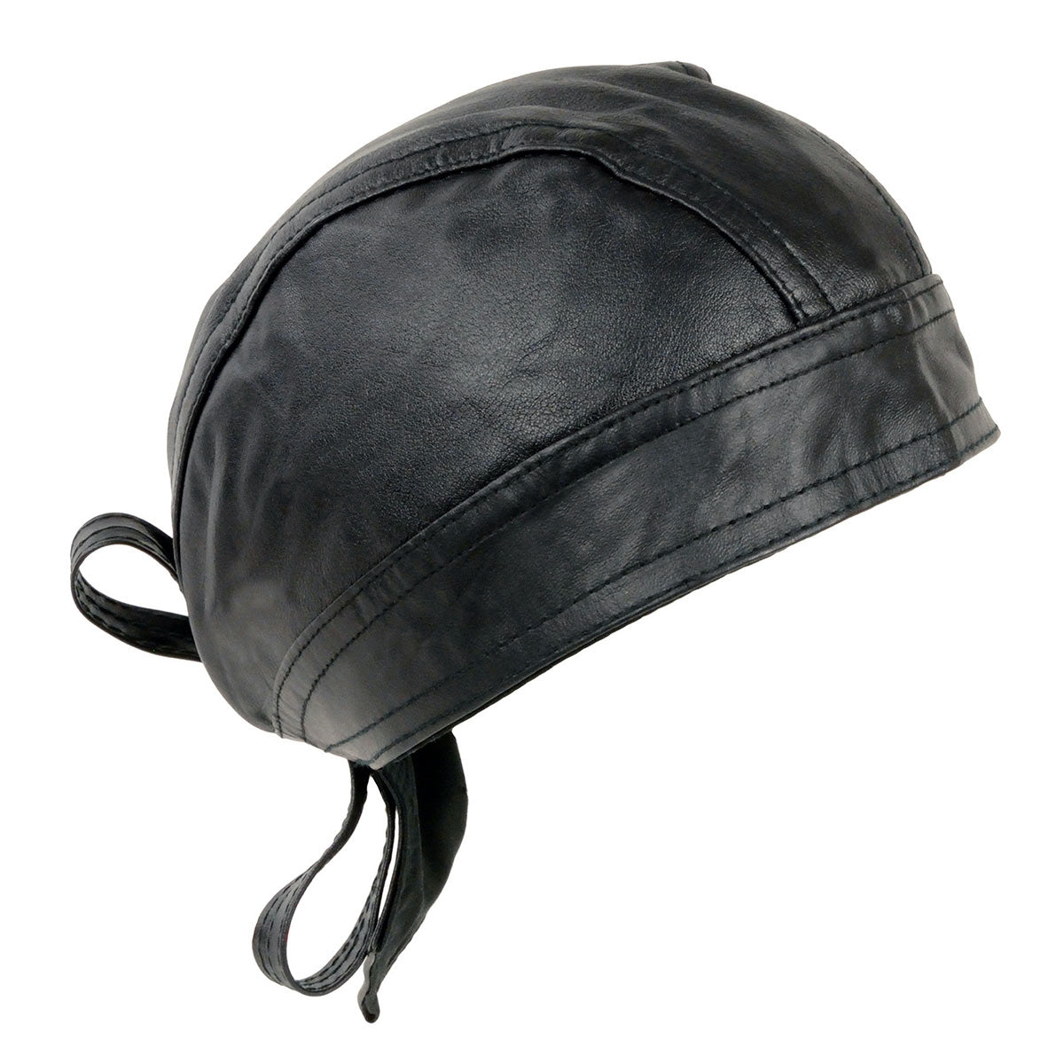 Milwaukee Leather SH319 Unisex Black Leather Skull Cap