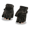 Milwaukee Leather SH461 Women's Black Leather Gel Palm Fingerless Motorcycle Hand Gloves W/ Stylish ‘Wrist Detailing’