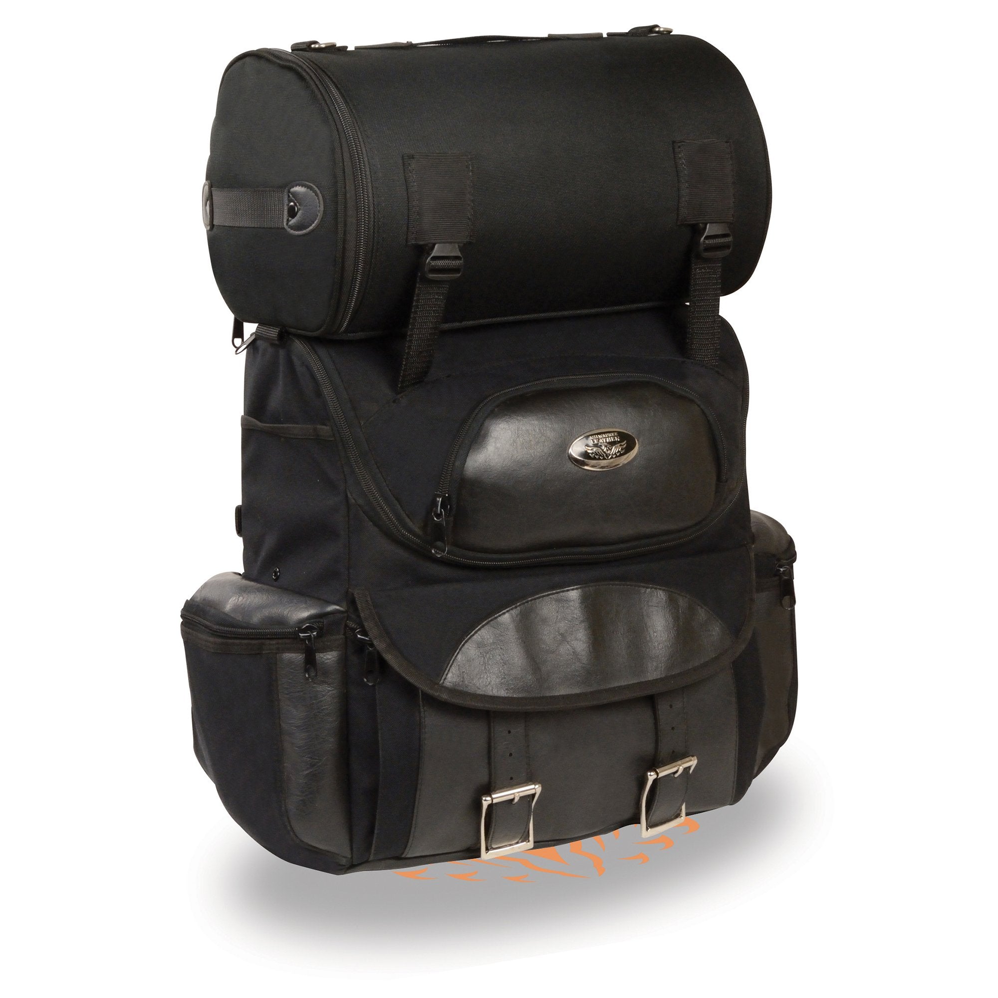 Milwaukee Leather SH602BAG Black Medium Size Textile and PVC 2-Piece Touring Sissy Bar Bag