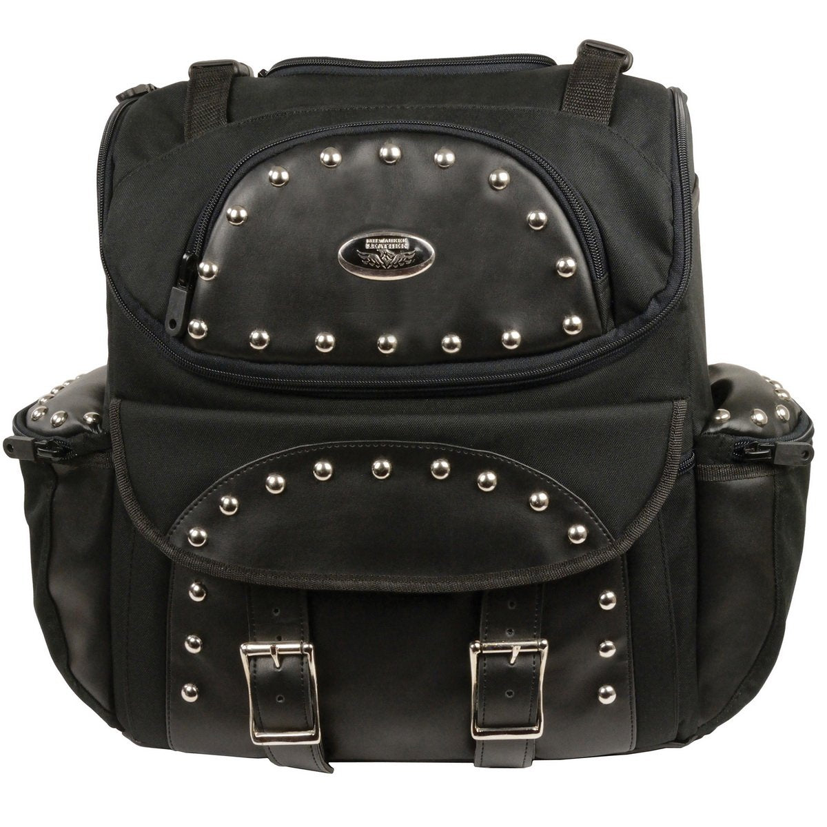 Milwaukee Performance SH602S Black Textile Medium Two Piece Studded Touring Sissy Bar Bag