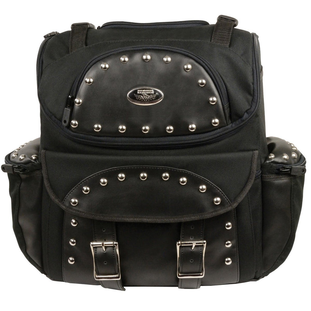Milwaukee Performance SH602S Black Textile Medium Two Piece Studded Touring Sissy Bar Bag
