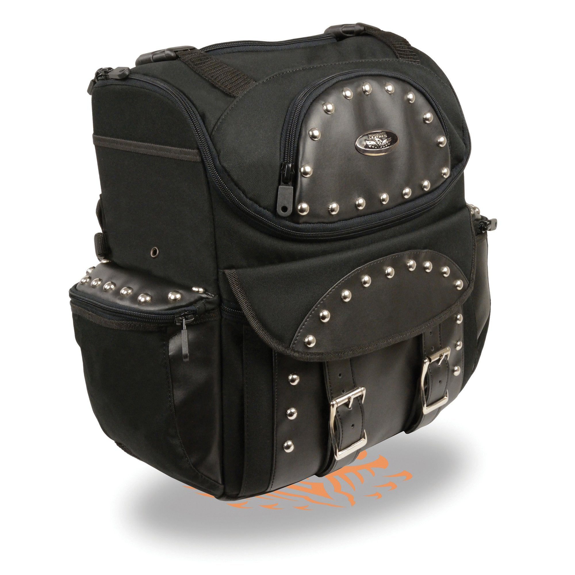 Milwaukee Performance SH602S Black Textile Medium Two Piece Studded Touring Sissy Bar Bag