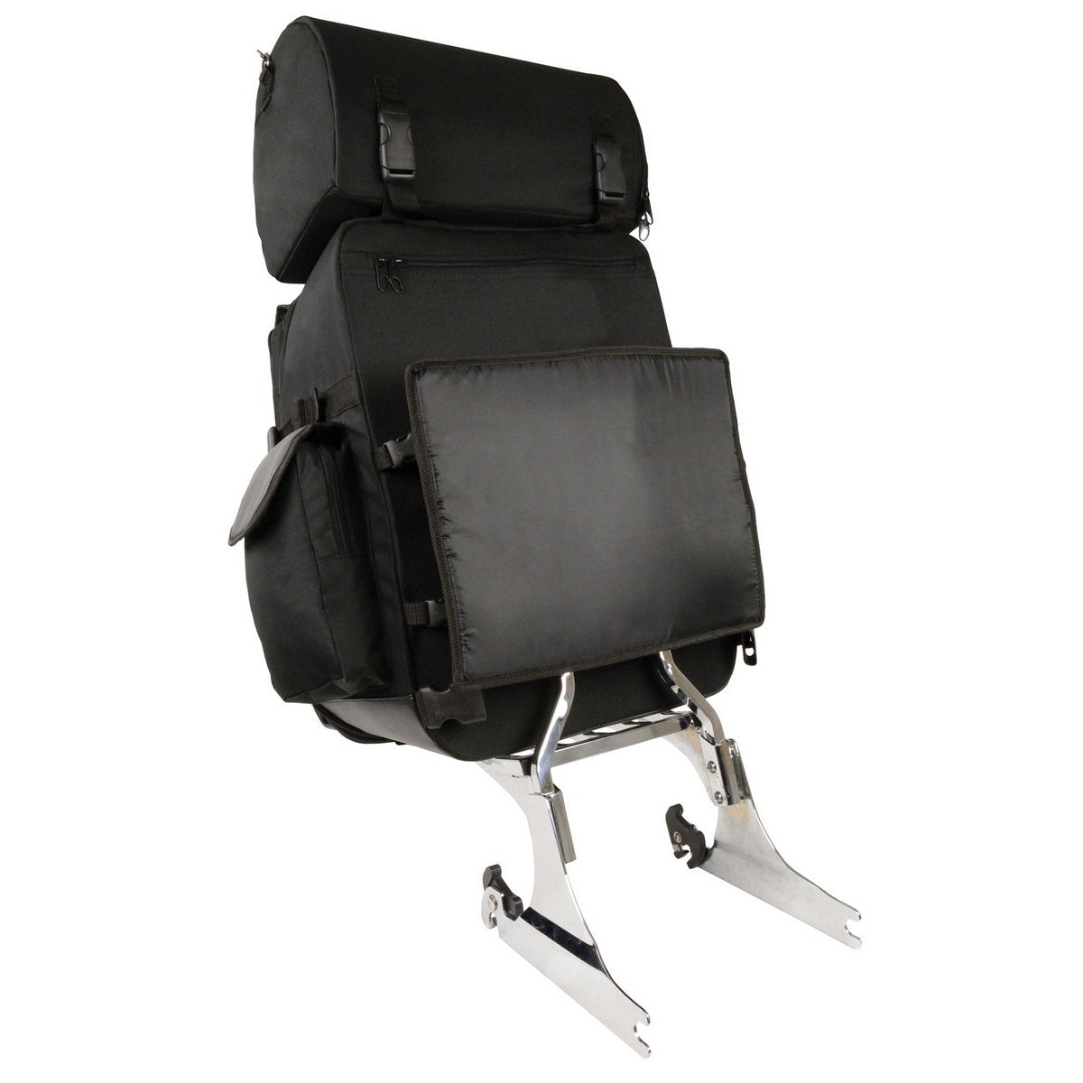 Milwaukee Leather SH606 Black Large Textile 2 Piece Sissy Bar Bag with Briefcase Pockets