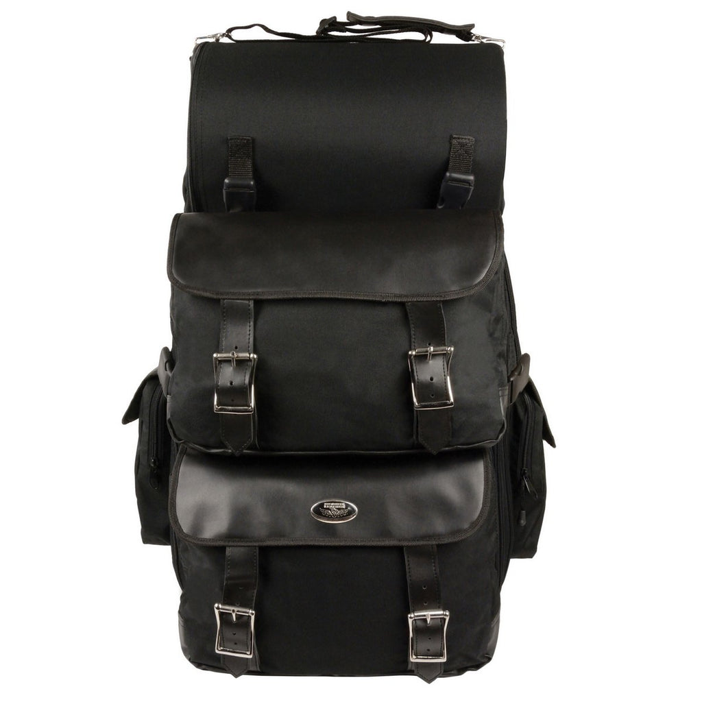 Milwaukee Leather SH606 Black Large Textile 2 Piece Sissy Bar Bag with Briefcase Pockets