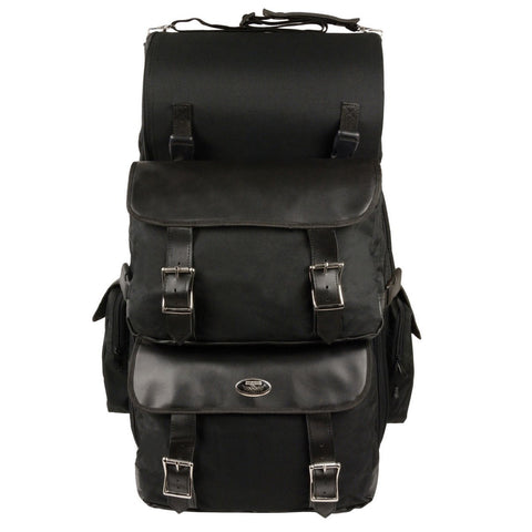 Milwaukee Leather SH606 Black Large Textile 2 Piece Sissy Bar Bag with Briefcase Pockets
