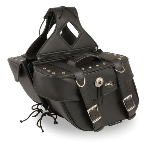 Milwaukee Performance SH629ZB Black Zip-Off PVC Throw Over Saddlebags with Rivets and Concho