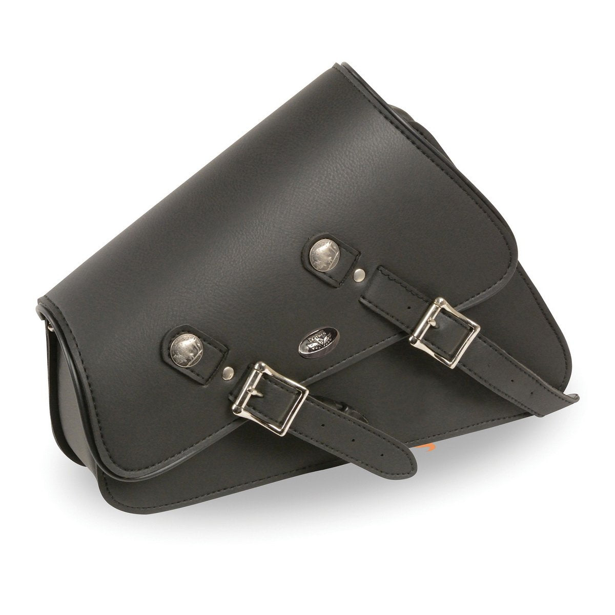 Milwaukee Leather SH639L Black Left Side Heavily Slanted PVC Swing Arm Bag with Buffalo Snap