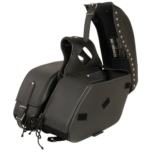 Milwaukee Leather SH646ZB Black Zip-Off PVC Studded Throw Over Saddlebags