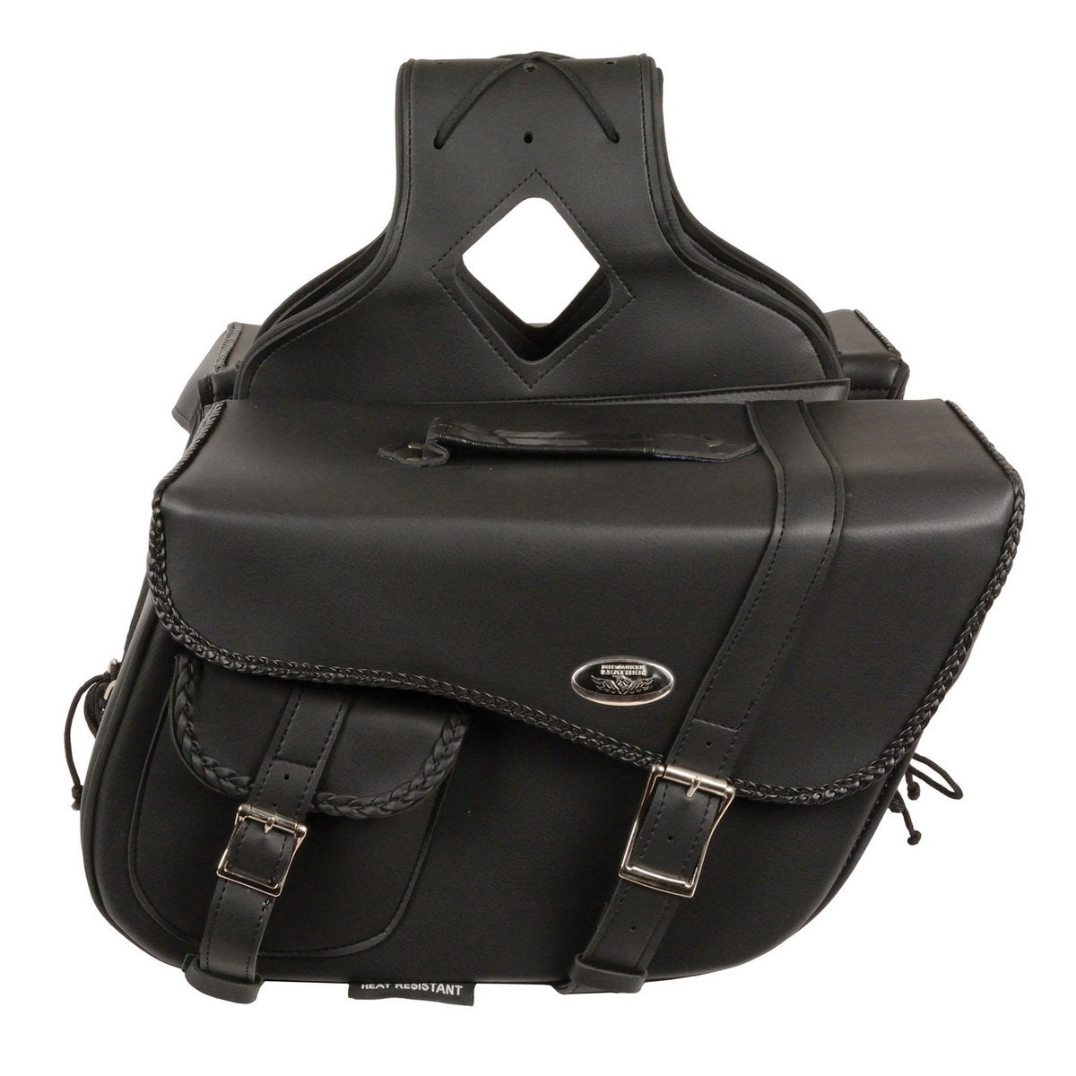 Milwaukee Performance SH665ZB Large Braided Zip Off PVC Throw Over Saddle Bag with Bonus Pocket