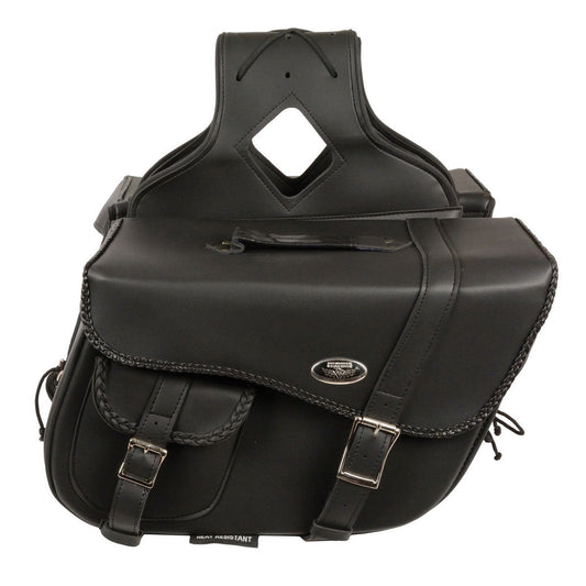 Milwaukee Performance SH665ZB Large Braided Zip Off PVC Throw Over Saddle Bag with Bonus Pocket