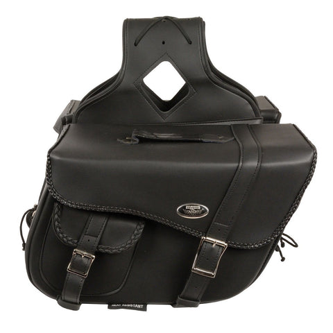Milwaukee Performance SH665ZB Large Braided Zip Off PVC Throw Over Saddle Bag with Bonus Pocket