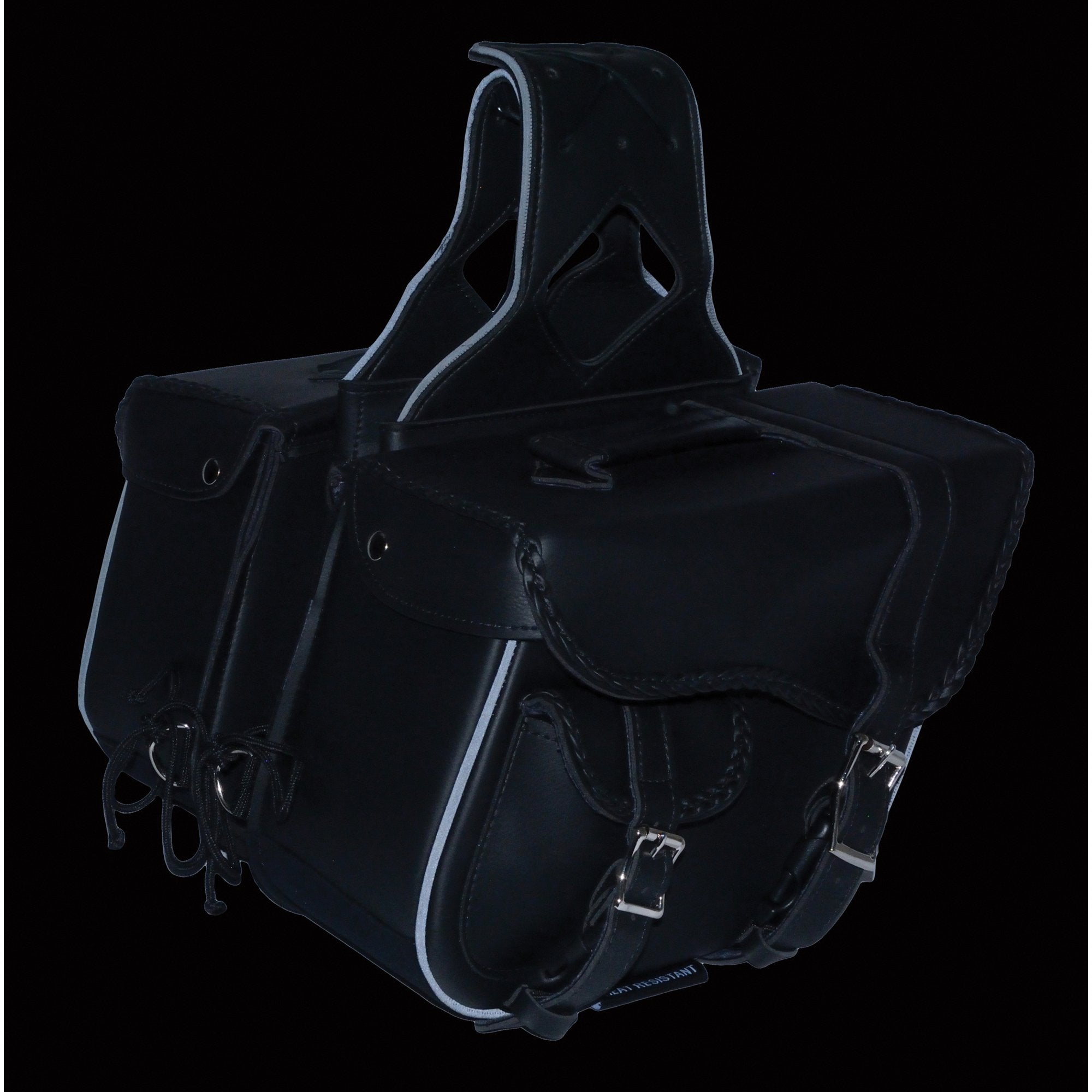 Milwaukee Performance SH66501ZB Black Medium Braided Zip Off PVC Throw Over Saddle Bag (12X9X6X17.5)