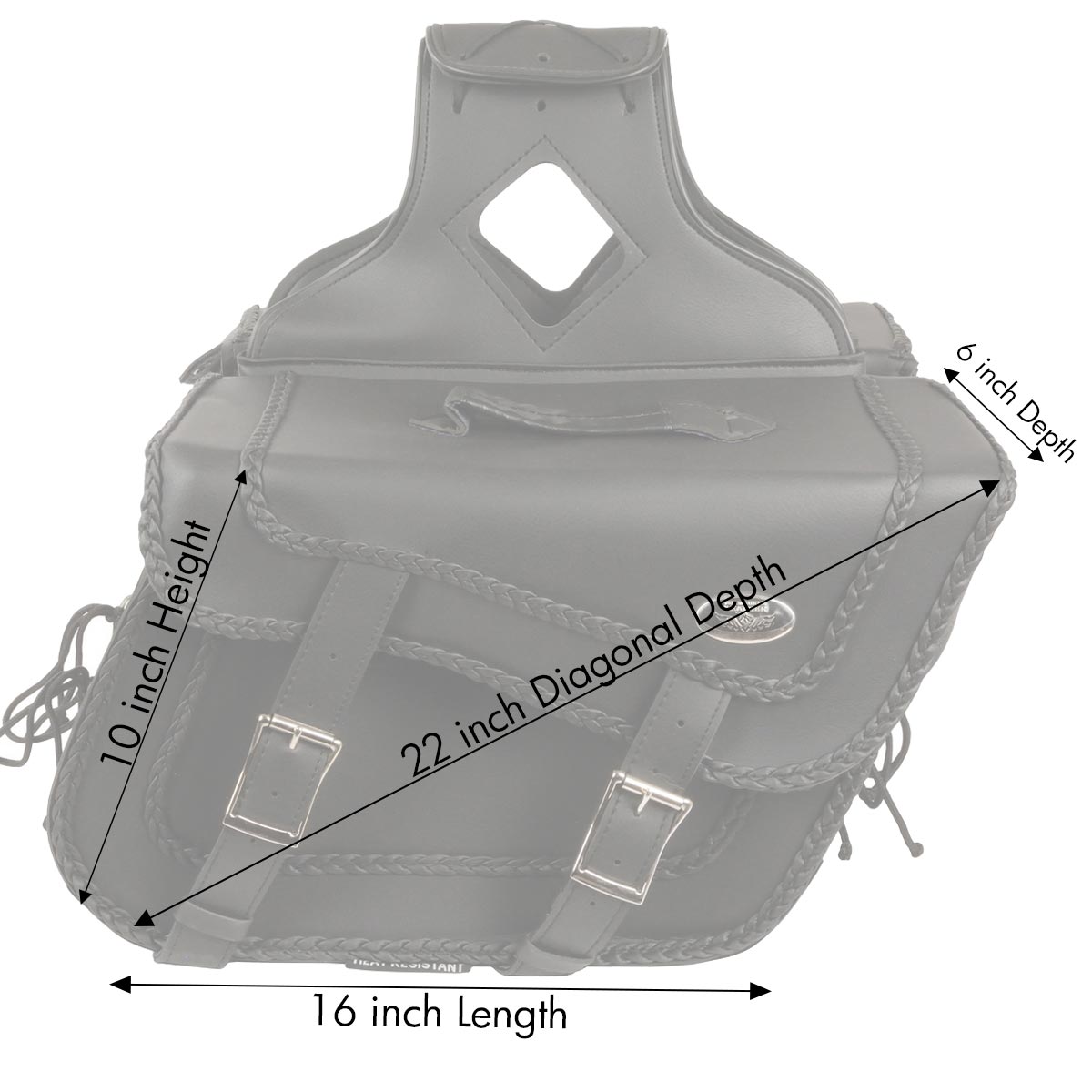 Milwaukee Performance SH665ZB Large Braided Zip Off PVC Throw Over Saddle Bag with Bonus Pocket