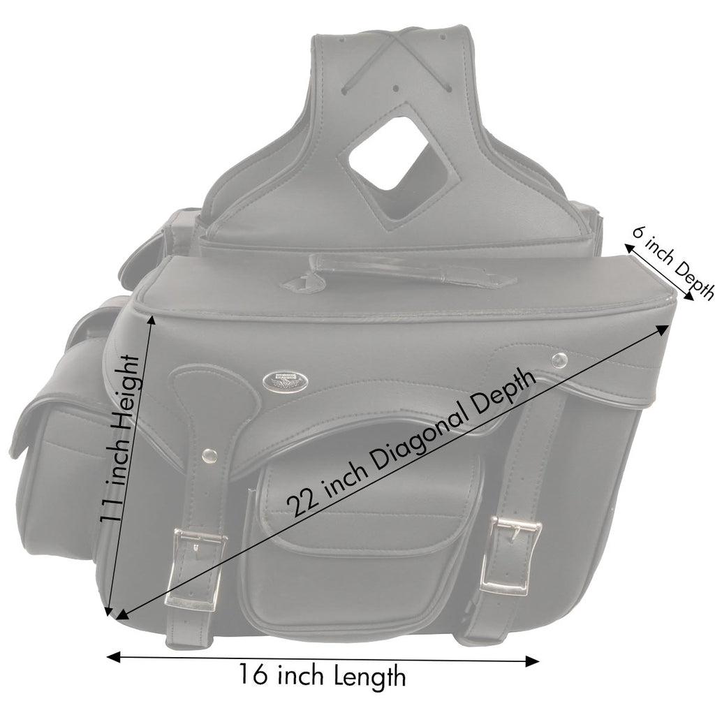 Milwaukee Performance SH666ZB Black Double Front Pocket Throw Over Saddle Bag with Reflective Piping