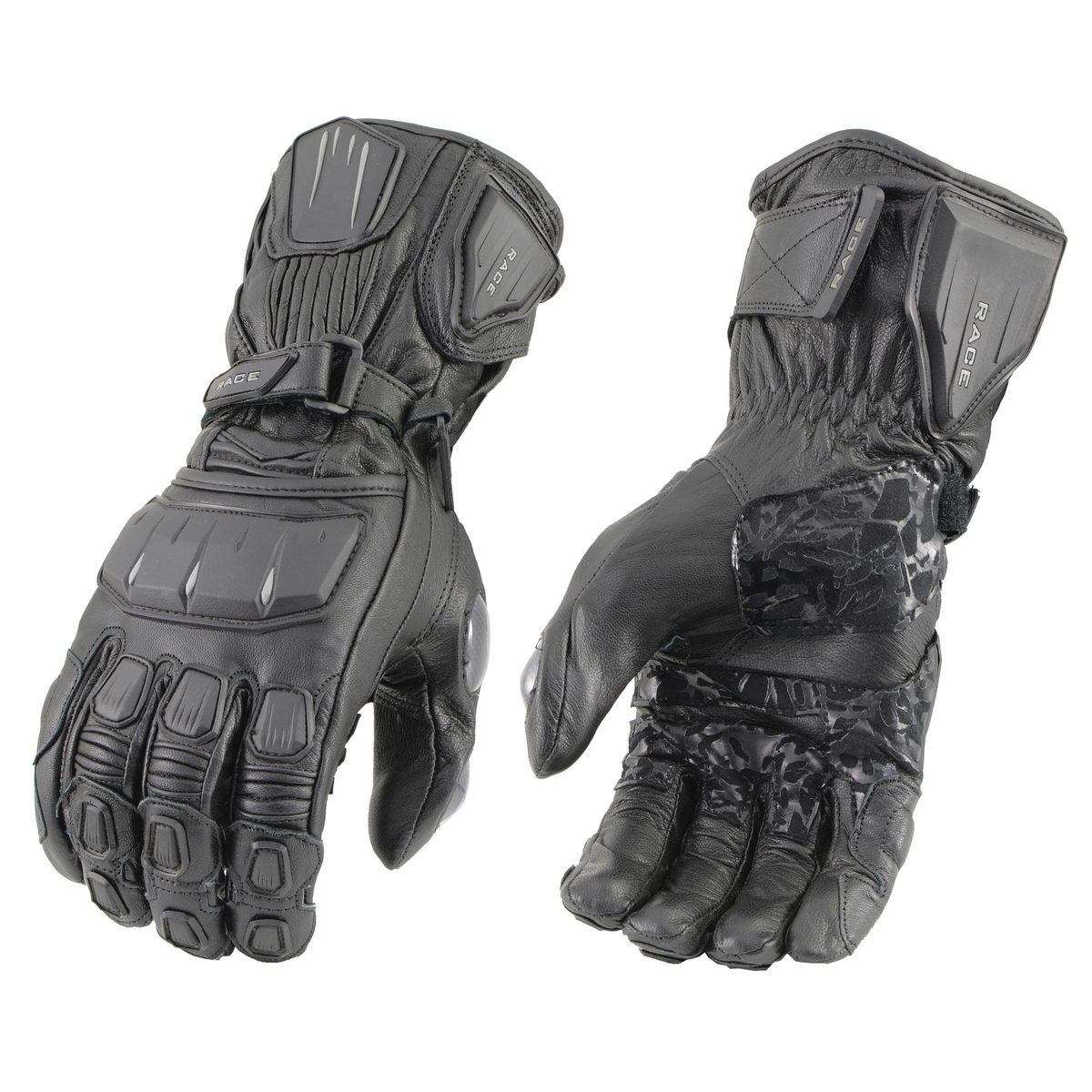 Milwaukee Leather SH296 Men's Black Summer Leather and Mesh Racing Gloves