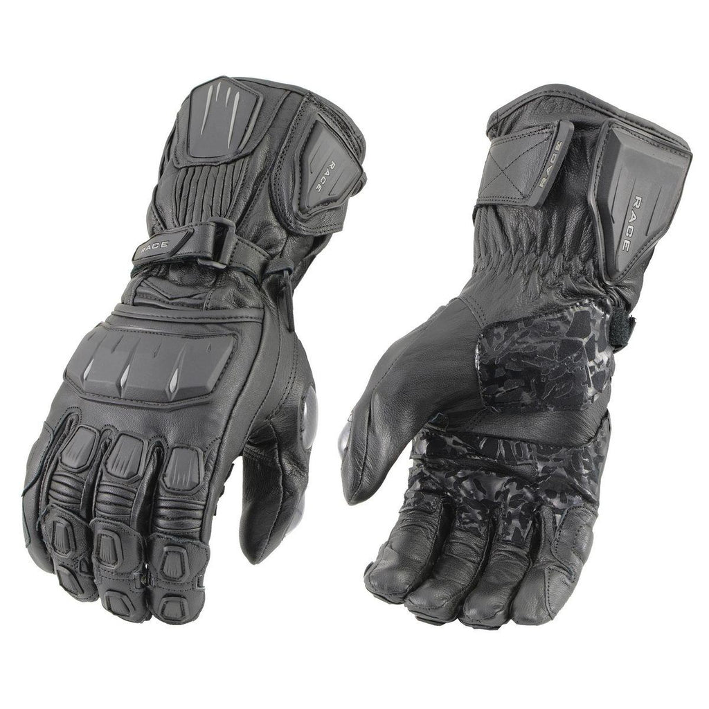 Milwaukee Leather SH296 Men's Black Summer Leather and Mesh Racing Gloves