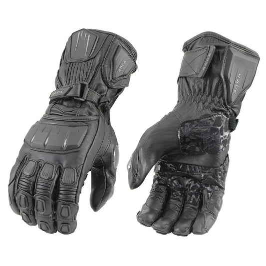 Milwaukee Leather SH296 Men's Black Summer Leather and Mesh Racing Gloves