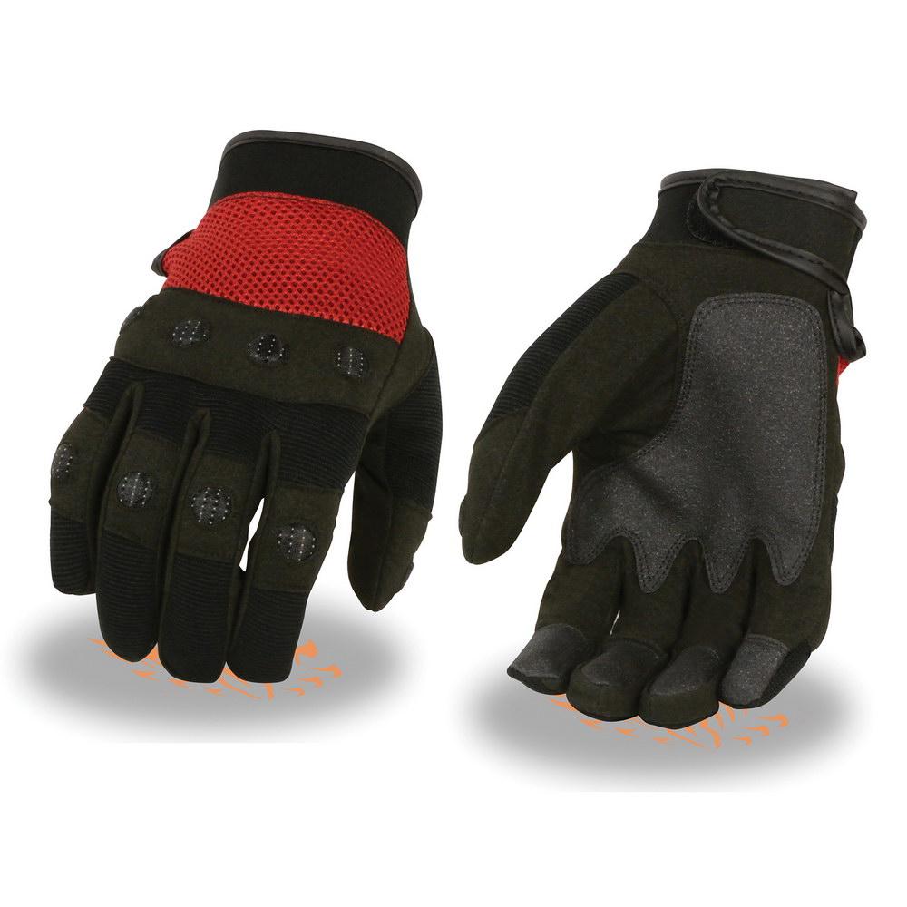 Xelement XG76102 Men's Black and Red Textile Motorcycle Gloves
