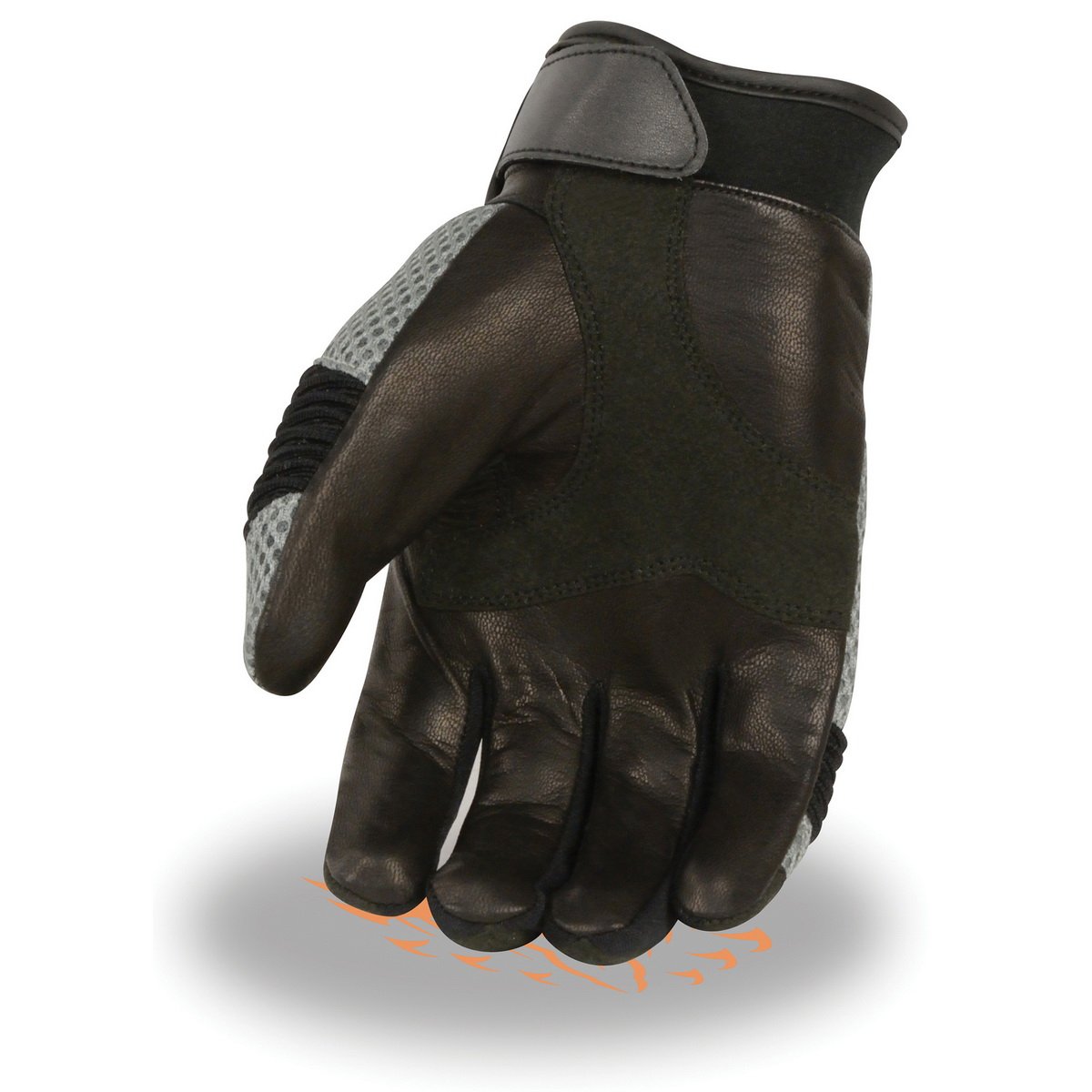 Milwaukee Leather SH791 Men's Black and Grey Mesh and Leather Racing Gloves - Milwaukee Leather Mens Textile Gloves