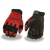 Xelement XG791 Men's Black and Red Mesh and Leather Racing Gloves