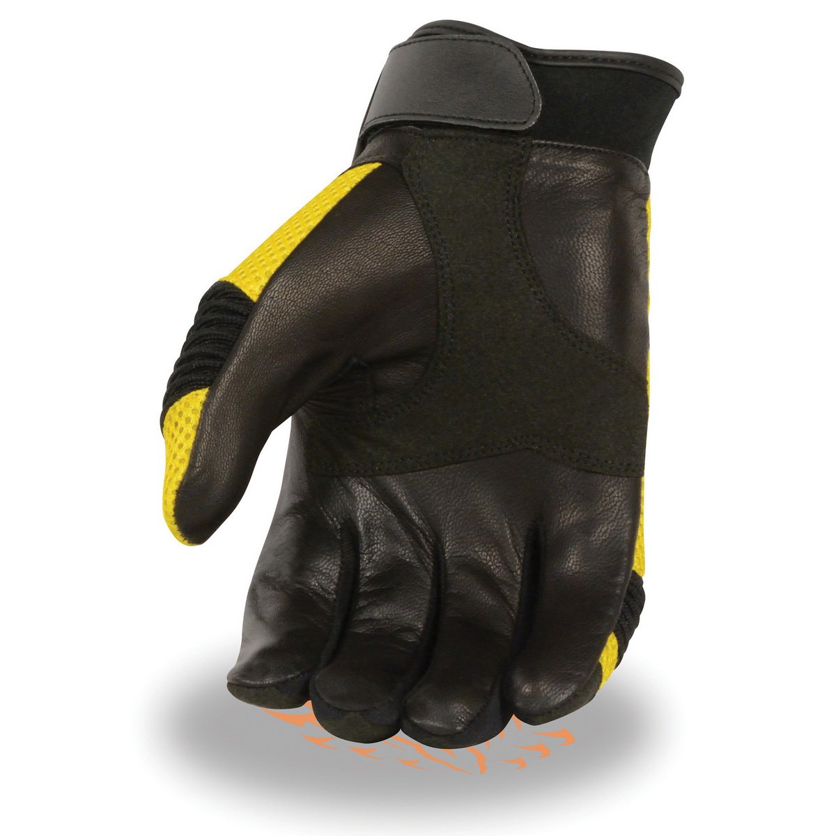 Milwaukee Leather SH791 Men's Black and Yellow Mesh and Leather Racing Gloves - Milwaukee Leather Mens Textile Gloves