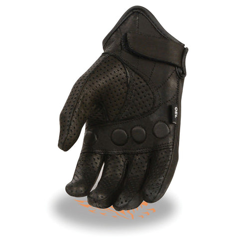 Milwaukee Leather SH810 Men's Black Perforated Leather Gloves with Knuckle Protection