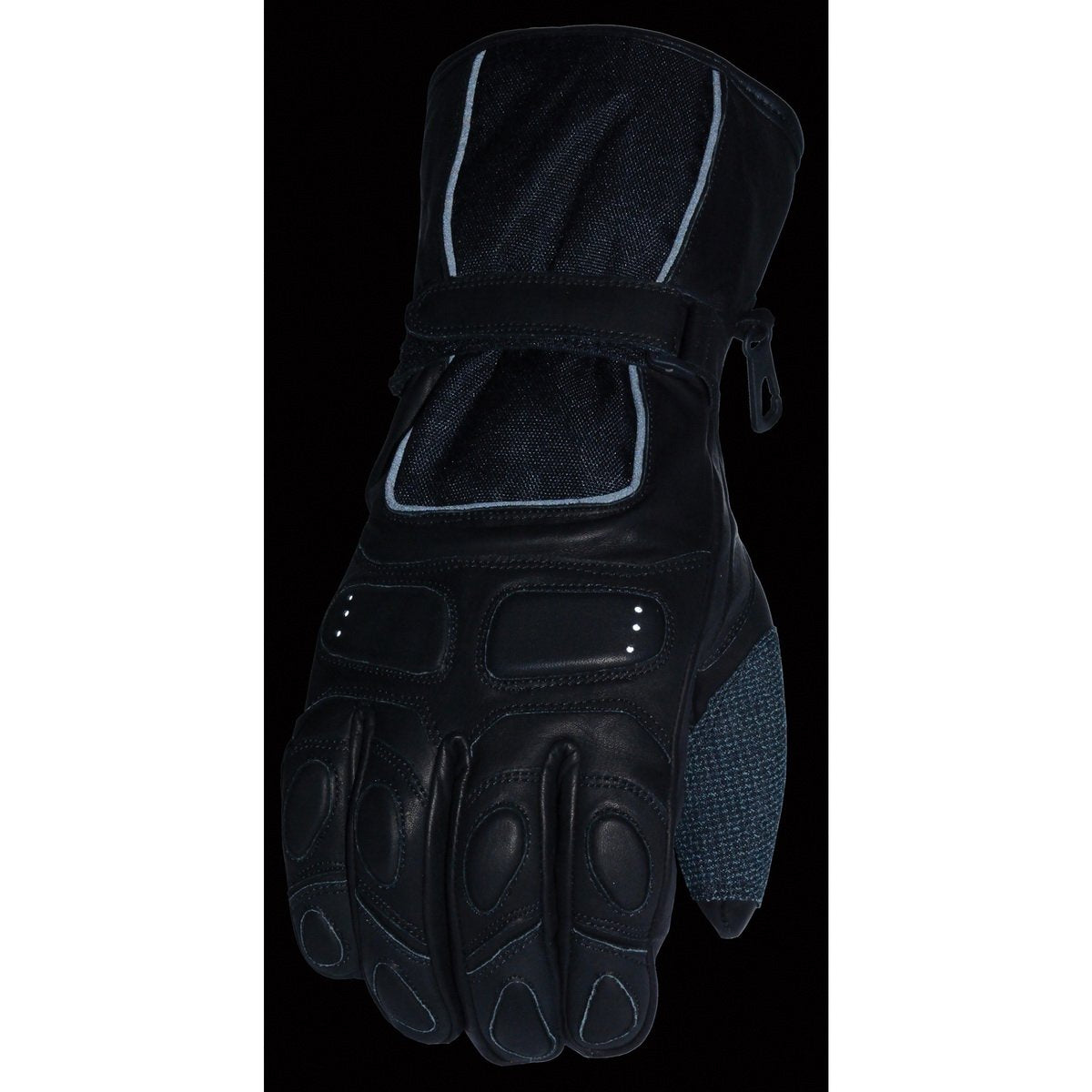 Milwaukee Leather SH814 Men's Black Waterproof Leather and Textile Gauntlet Gloves - Milwaukee Leather Mens Leather Gloves