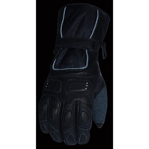 Milwaukee Leather SH814 Men's Black Waterproof Leather and Textile Gauntlet Gloves - Milwaukee Leather Mens Leather Gloves