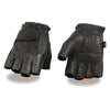 Shaf International SH850 Men's Black Leather Gel Padded Palm Fingerless Motorcycle Hand Gloves W/ Soft ‘Genuine USA Deerskin’