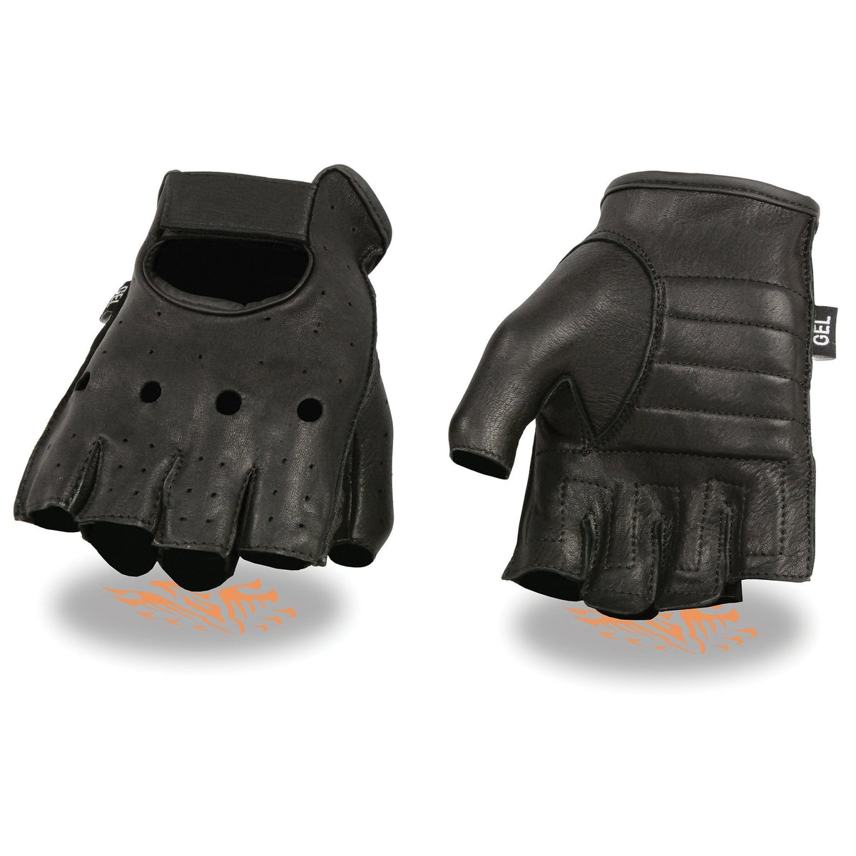 Milwaukee Leather SH851 Men's Black Leather Gel Padded Palm Fingerless Motorcycle Hand Gloves Made W/ ‘Genuine USA Deerskin’