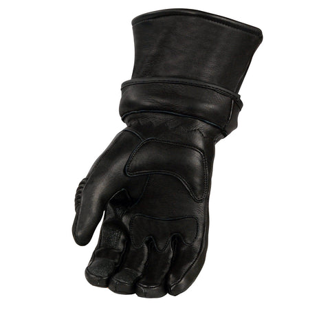 Milwaukee Leather Men's Gauntlet Motorcycle Hand Gloves- Deerskin Zip-Off-Long Cuff Thermal Lined Gel Palm-SH852