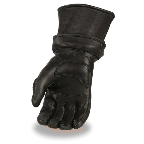 Milwaukee Leather SH852 Men's Black Deerskin Gauntlet Gloves with Gel Palm - Milwaukee Leather Mens Leather Gloves