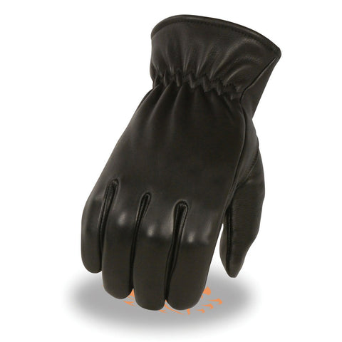 Milwaukee Leather SH858 Men's Black Thermal Lined Deerskin Motorcycle Hand Gloves W/ Sinch Wrist Closure