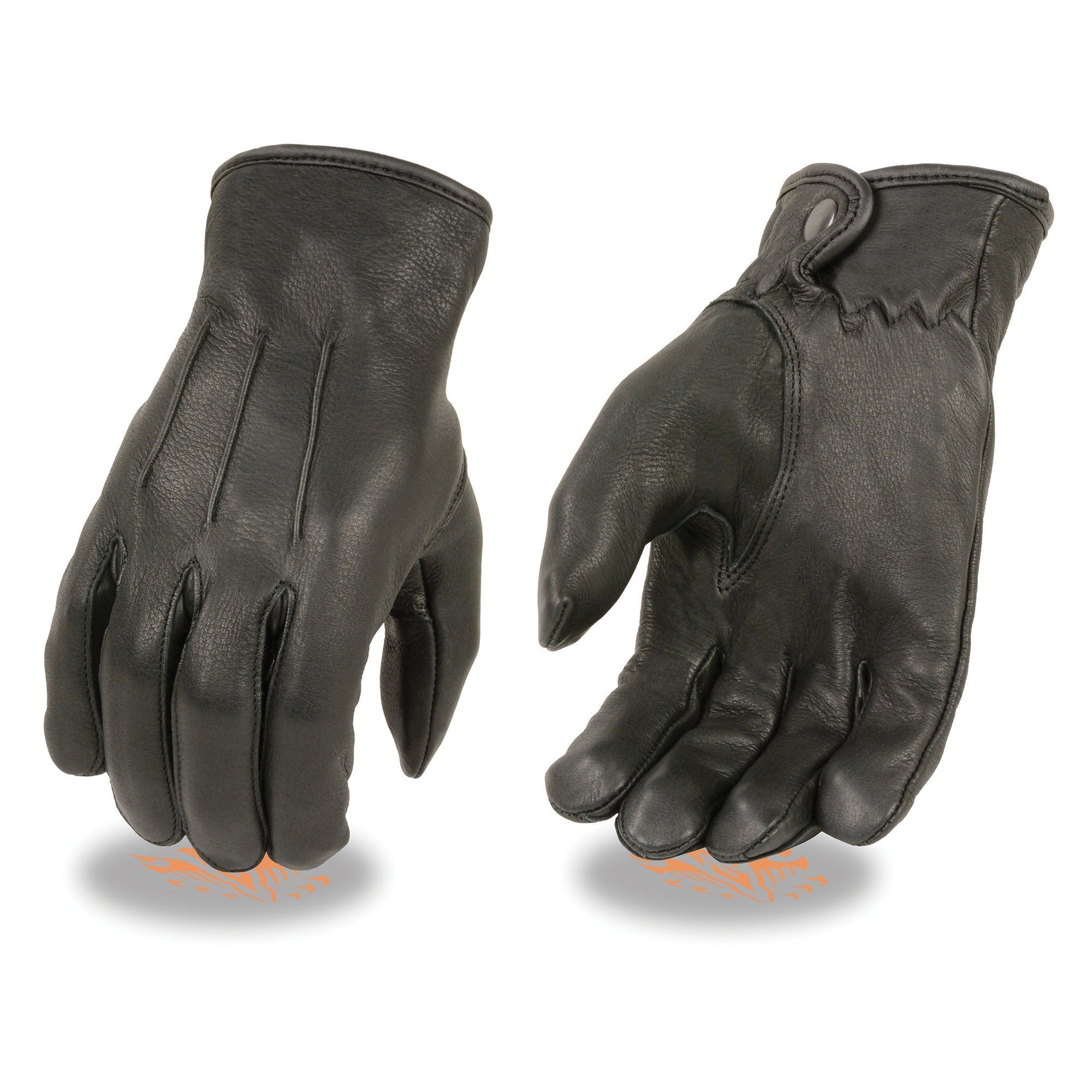 Milwaukee Leather SH875 Men's Thermal Lined USA Deerskin Black Leather Motorcycle Gloves w/ Snap Wrist Closure