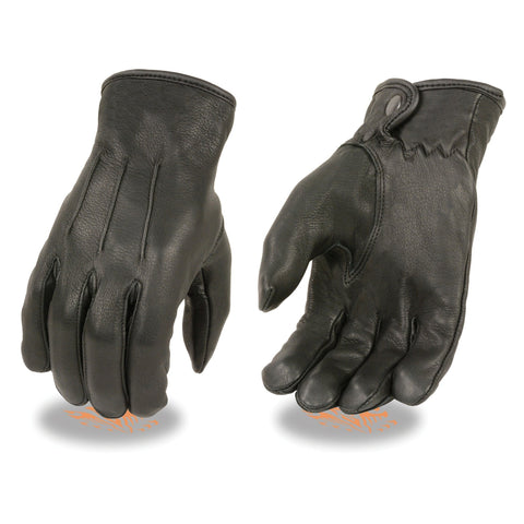 Milwaukee Leather SH875 Men's Thermal Lined USA Deerskin Black Leather Motorcycle Gloves w/ Snap Wrist Closure