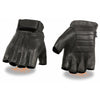 Shaf International SH877 Men's Black Leather Gel Padded Palm Fingerless Motorcycle Hand Gloves W/ ‘Welted USA Deerskin’