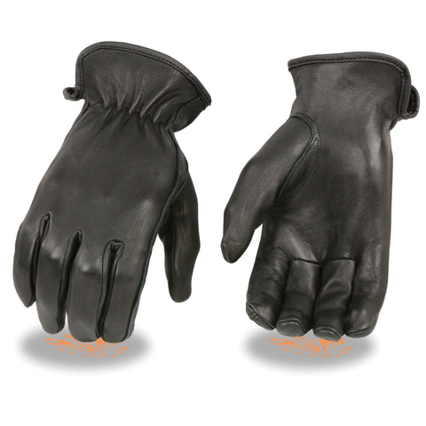 Milwaukee Leather SH886 Ladies Black Unlined Deerskin Gloves with Cinch Wrist - Milwaukee Leather Womens Leather Gloves