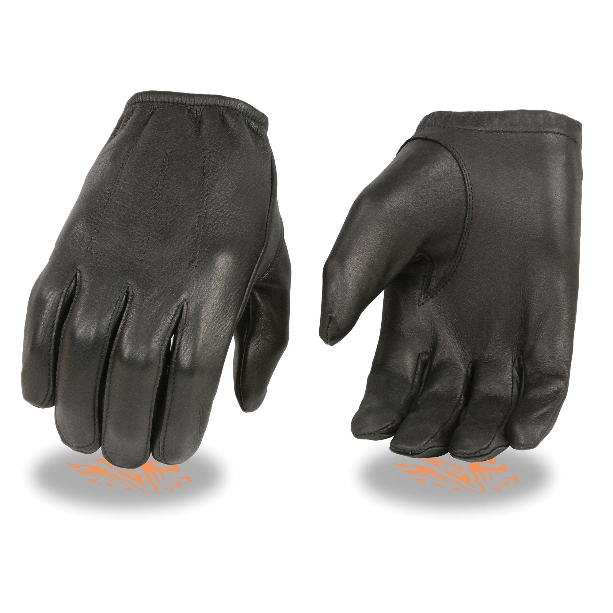 Milwaukee Leather SH887 Men's USA Deerskin Black Leather Unlined Lightweight Motorcycle Riders Gloves