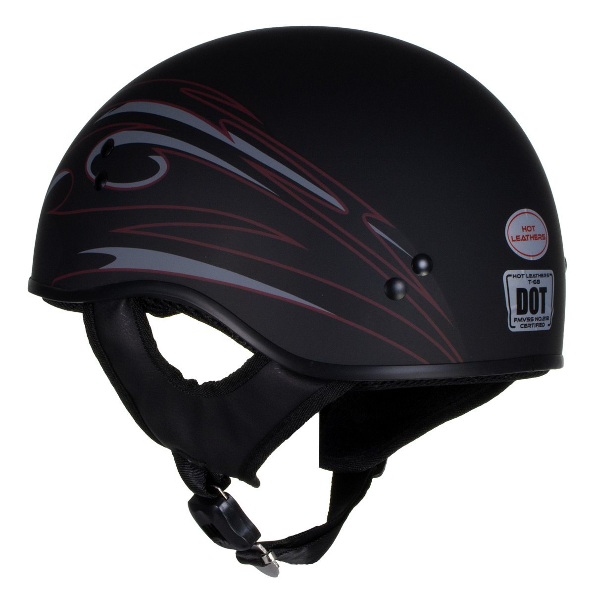 Hot Leathers T68 'Tribal Black' Advanced DOT Motorcycle Skull Cap Helmet