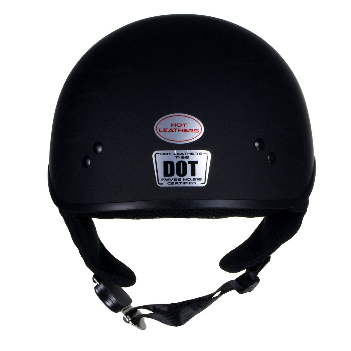 Hot Leathers T68 'Type-1' Flat Black Motorcycle DOT Skull Cap Helmet