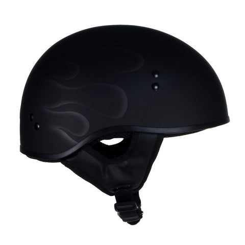 Hot Leathers T68 'Type-1' Flat Black Motorcycle DOT Skull Cap Helmet