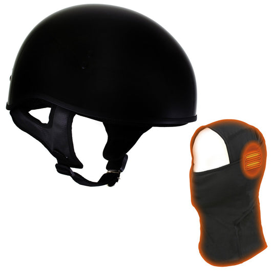 Hot Leathers T68 'The O.G.' Gloss Black DOT Helmet with Milwaukee Leather MP7922FMSET Heated Balaclava Bundle